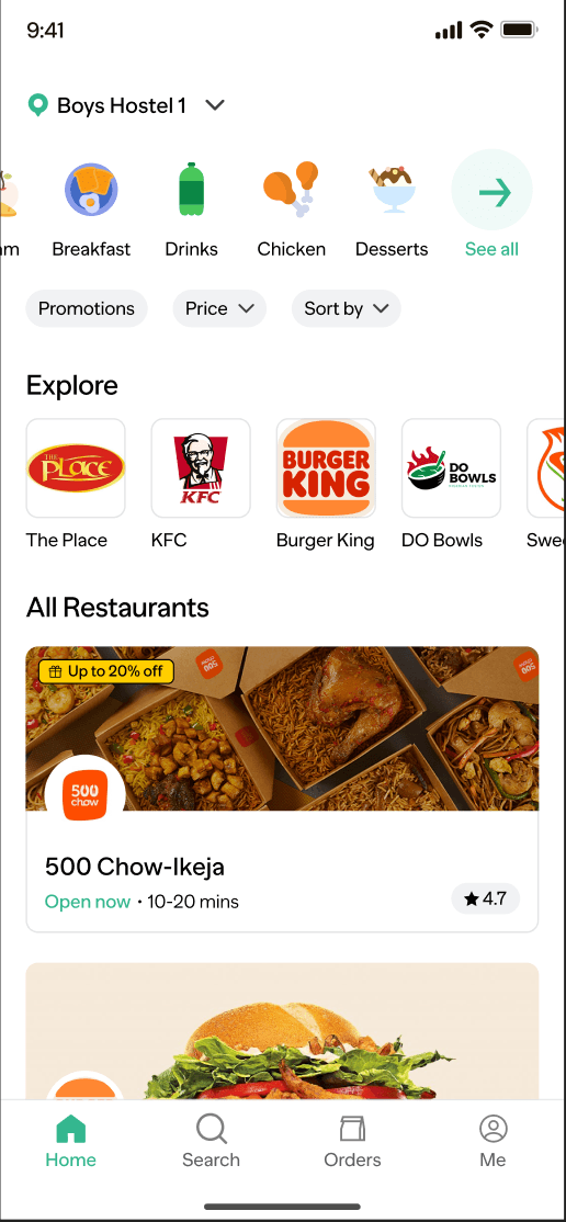 Browse campus vendors — the Veat app